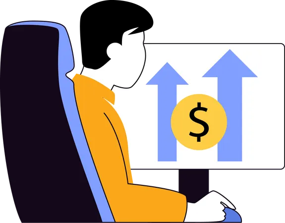 Businessman watching financial growth  Illustration