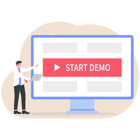 Businessman watching online tutorial  Illustration
