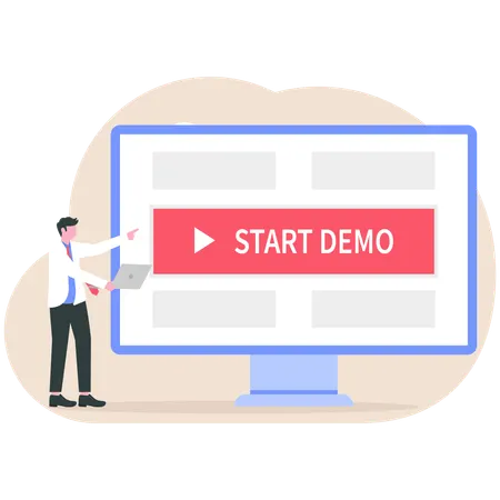 Businessman watching online tutorial  Illustration