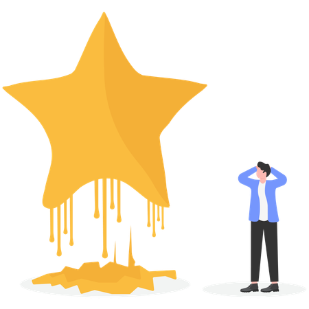 Businessman watching star melting  Illustration