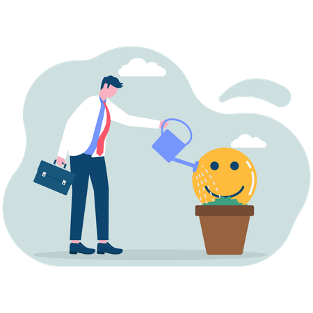 Businessman watering business feedback  Illustration