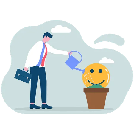 Businessman watering business feedback  Illustration