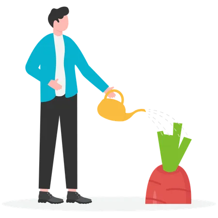 Businessman watering business investment  Illustration