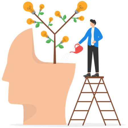 Businessman Watering Head  Illustration