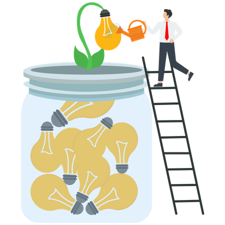 Businessman watering idea  Illustration