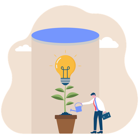 Businessman watering idea plant  Illustration