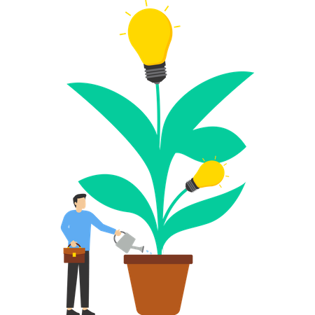 Businessman watering idea tree  Illustration