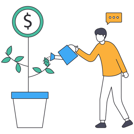 Businessman watering investment plant  Illustration