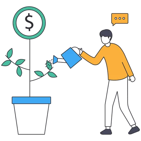 Businessman watering investment plant  Illustration