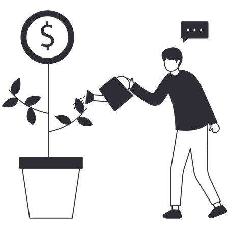 Businessman watering investment plant  Illustration