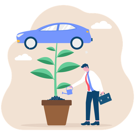 Businessman watering investment plant  Illustration