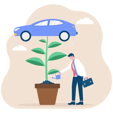 Businessman watering investment plant  Illustration