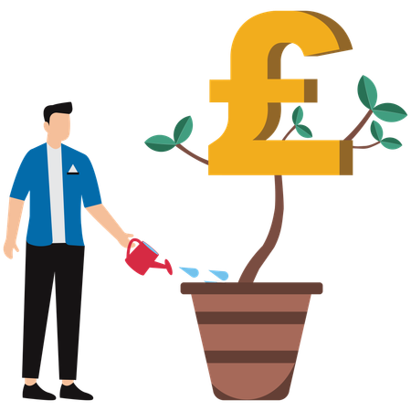 Businessman watering investment plant  Illustration