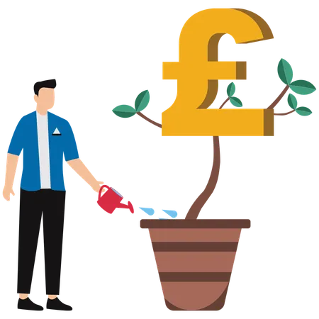 Businessman watering investment plant  Illustration