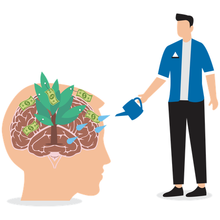 Businessman watering mind ideas  Illustration