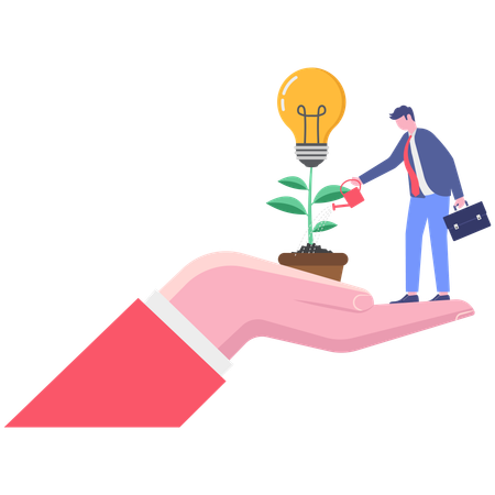 Businessman watering money plant  Illustration