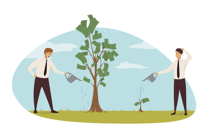 Businessman watering money plant  Illustration