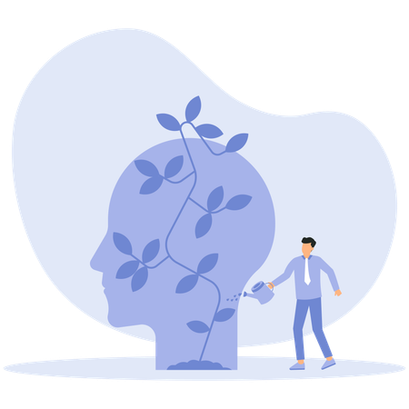 Businessman watering plant for growing idea  Illustration