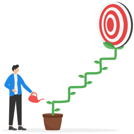 Businessman Watering Seedling  Illustration