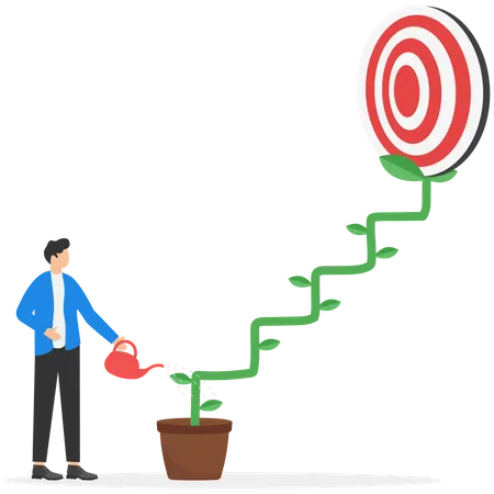 Businessman Watering Seedling  Illustration