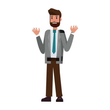 Businessman waving both hand  Illustration