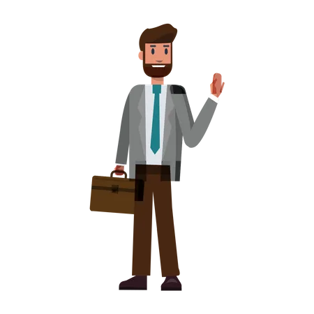 Businessman waving hand  Illustration