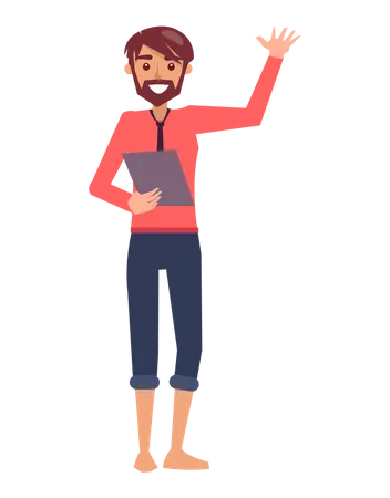 Businessman Waving Hand  Illustration