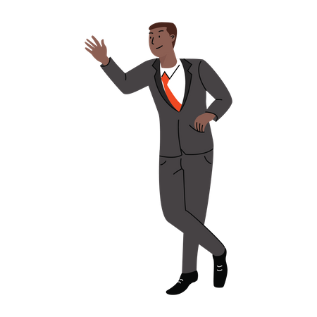 Businessman waving hand  Illustration