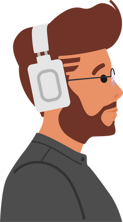 Businessman wear headphones  Illustration