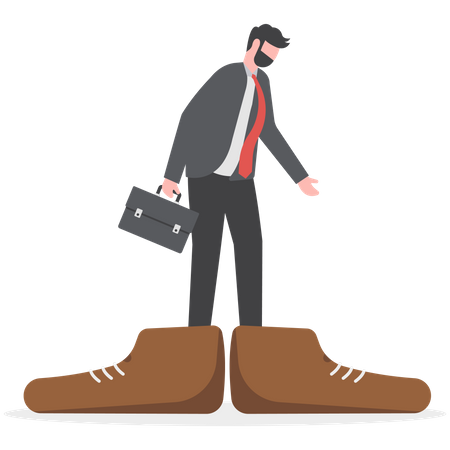 Businessman wear to big shoes  Illustration