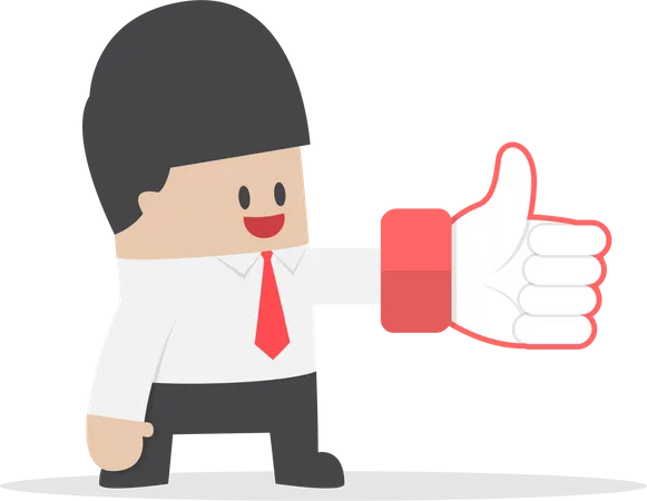 Businessman wearing thumbs up gloves Illustration