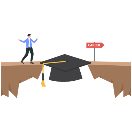 Businessman wearing toga climbing stairs made from books  Illustration