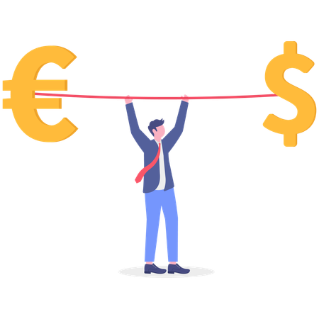 Businessman weightlifting money  Illustration