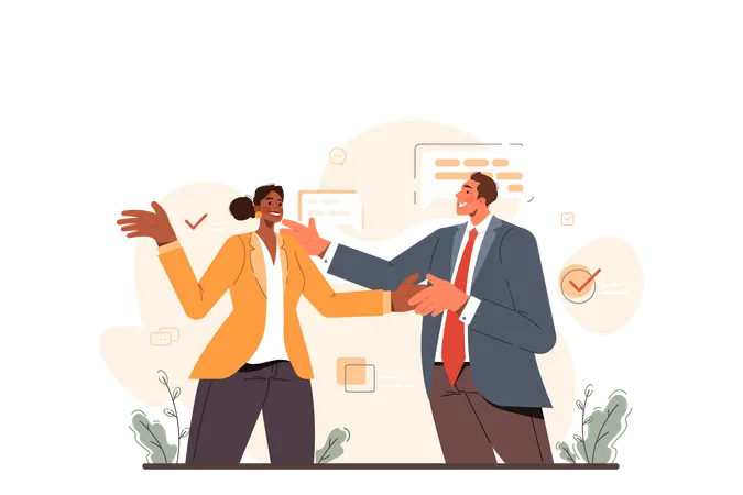 Businessman welcomes new member in team  Illustration