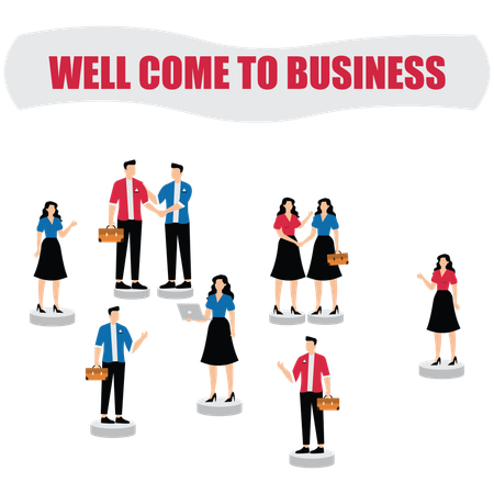 Businessman welcoming newcomer into his networking  Illustration