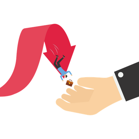 Businessman who helps when the stock price is falling  Illustration