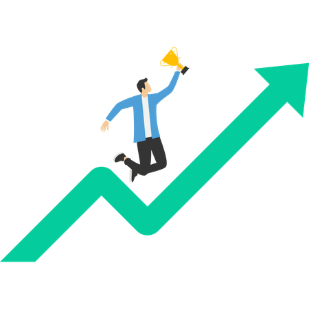 Businessman winners pedestal with a trophy  Illustration