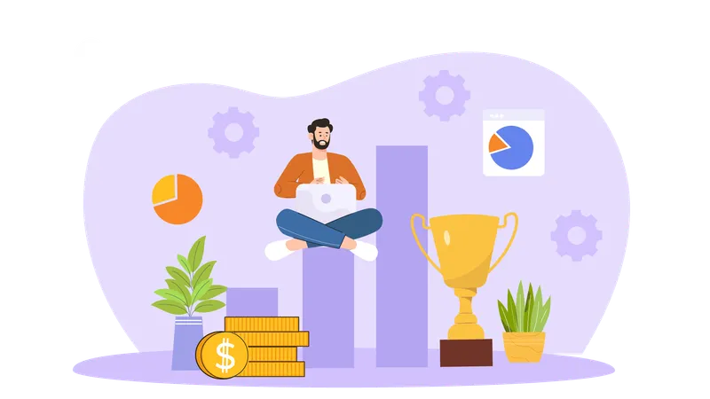 Businessman winning business competition  Illustration