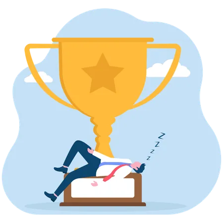 Businessman winning business cup  Illustration