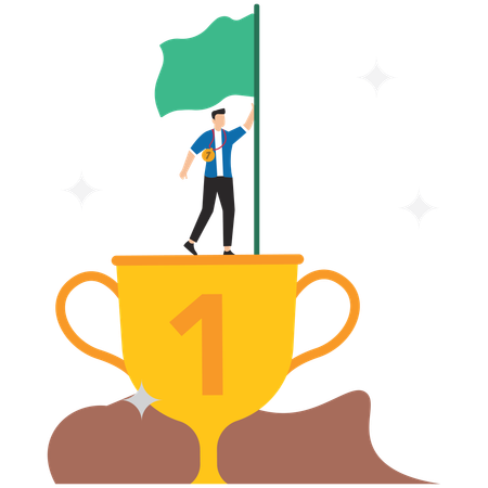 Businessman winning business trophy  Illustration