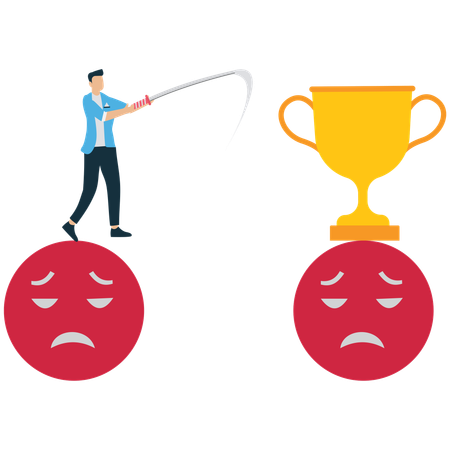 Businessman winning Despite Emotional Pain  Illustration