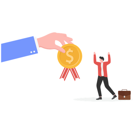 Businessman winning gold medal  Illustration