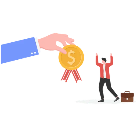 Businessman winning gold medal  Illustration