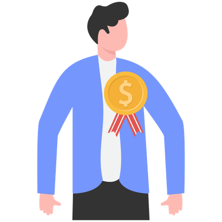 Businessman winning gold medal  Illustration