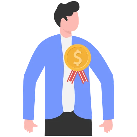 Businessman winning gold medal  Illustration