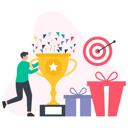 Businessman winning successful reward  Illustration