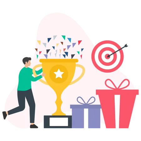 Businessman winning successful reward  Illustration