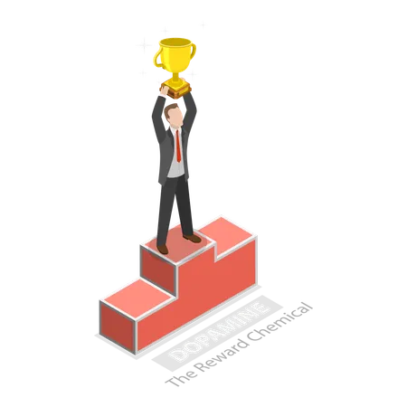 Businessman winning trophy  Illustration