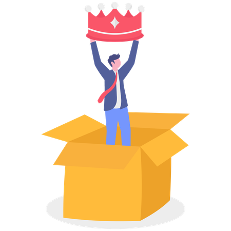 Businessman wins award from box  Illustration