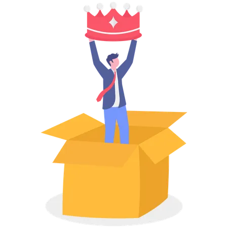 Businessman wins award from box  Illustration